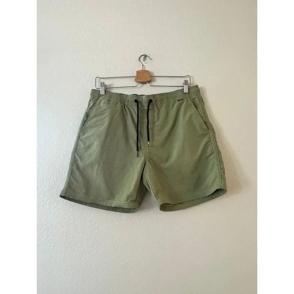 Hurley x Nike Dri-Fit One Only Volley Walkshorts M Khaki Green Drawstring Pocket